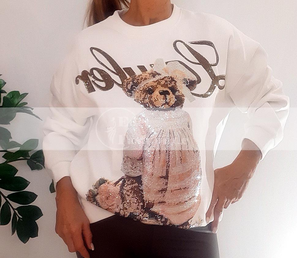 Sweatshirt mit Glitzer Teddy