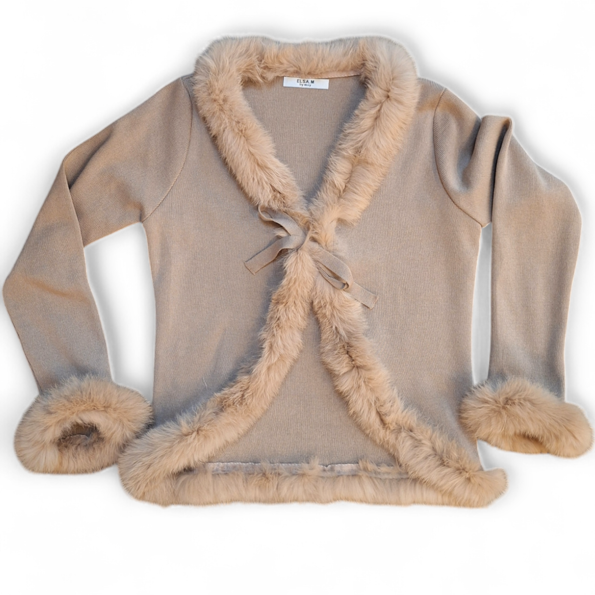 Stylischer Blickfang Fellrand Strickjacke