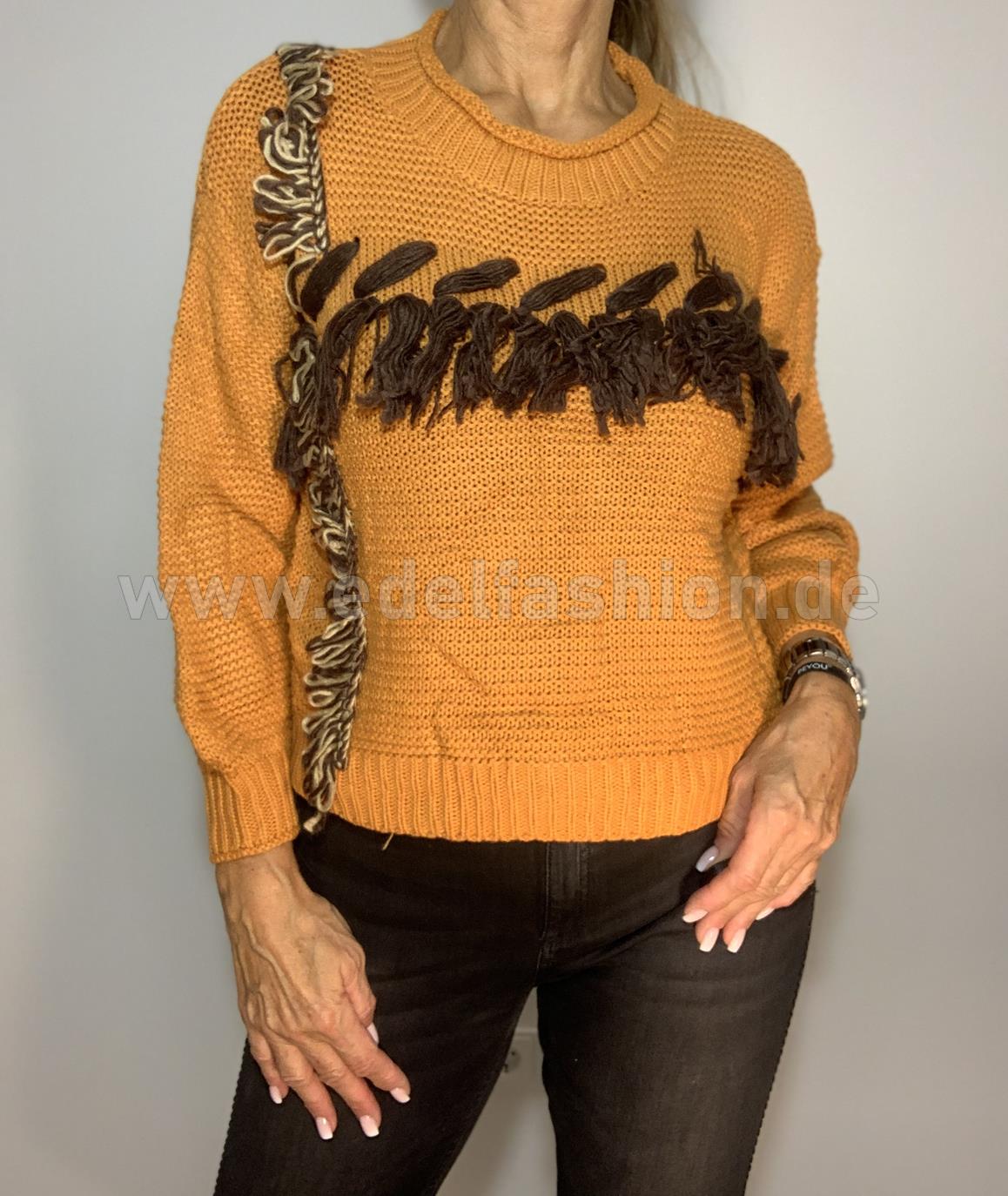 Pullover orange mit Fransen