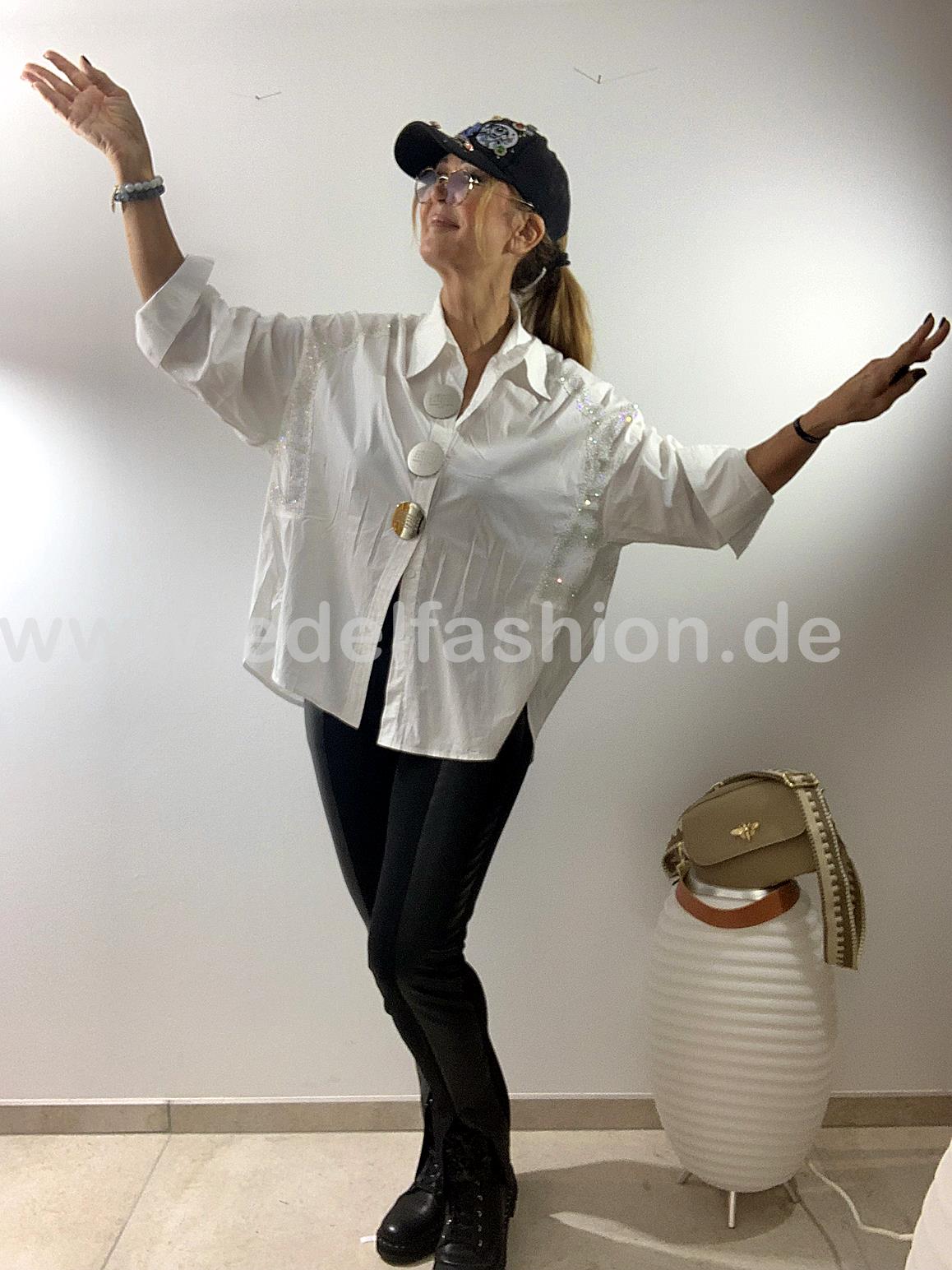 Longb bluse weiss weit