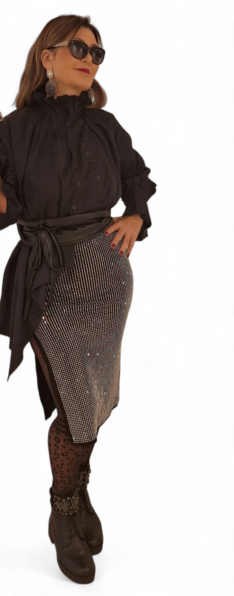 Bleistift Rock schwarz mit Glitzer