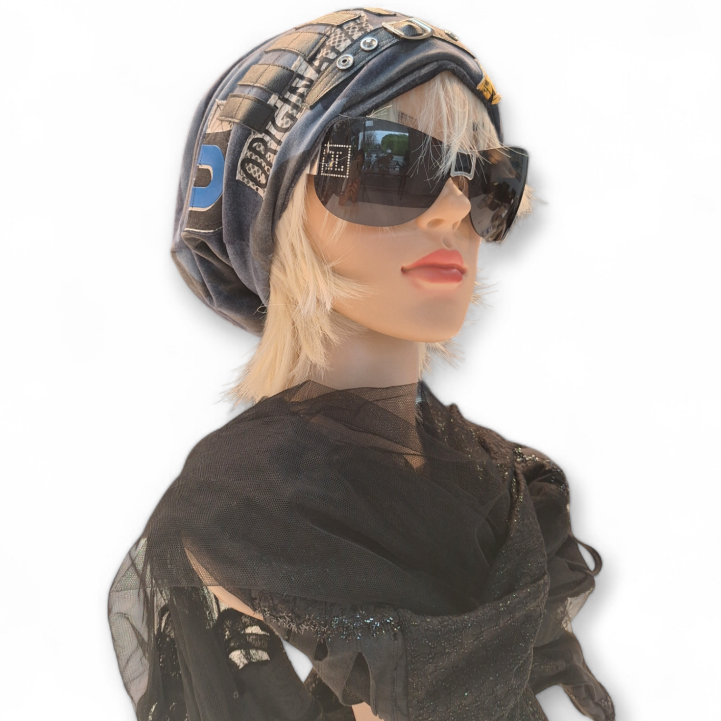 Mütze Beanie hellblau Tarnfarbe